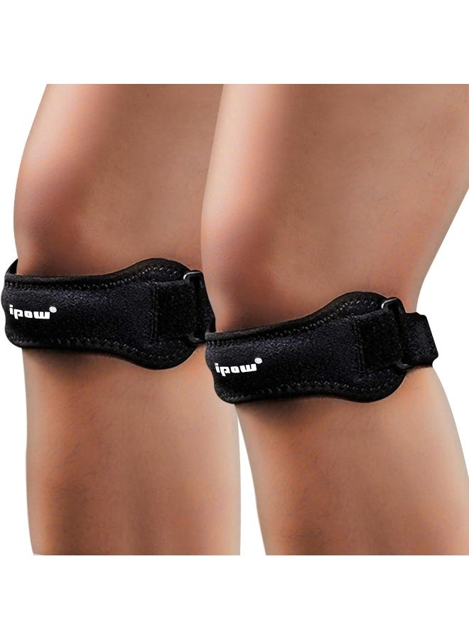 IPOW 2 Pack Knee Pain Relief & Patella Stabilizer Knee Strap Brace Support for Hiking, Soccer, Basketball, Running, Jumpers Knee, Tennis, Tendonitis, Volleyball & Squats - Image 1